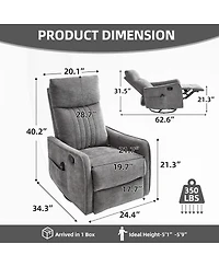 Streamdale Furniture Fabric Manual Recliner Chair with Heat, Massage, Rocker and Swivel