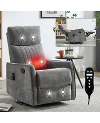 Streamdale Furniture Fabric Manual Recliner Chair with Heat, Massage, Rocker and Swivel
