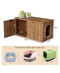 6thdruple 31.5" Modern Walnut Cat Litter Box Enclosure, Hidden Litter Cabinet with Fluted Design