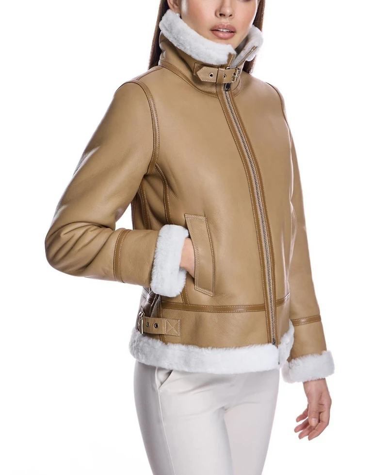 Julia & Stella By Maximilian Women's Shearling Aviator Jacket