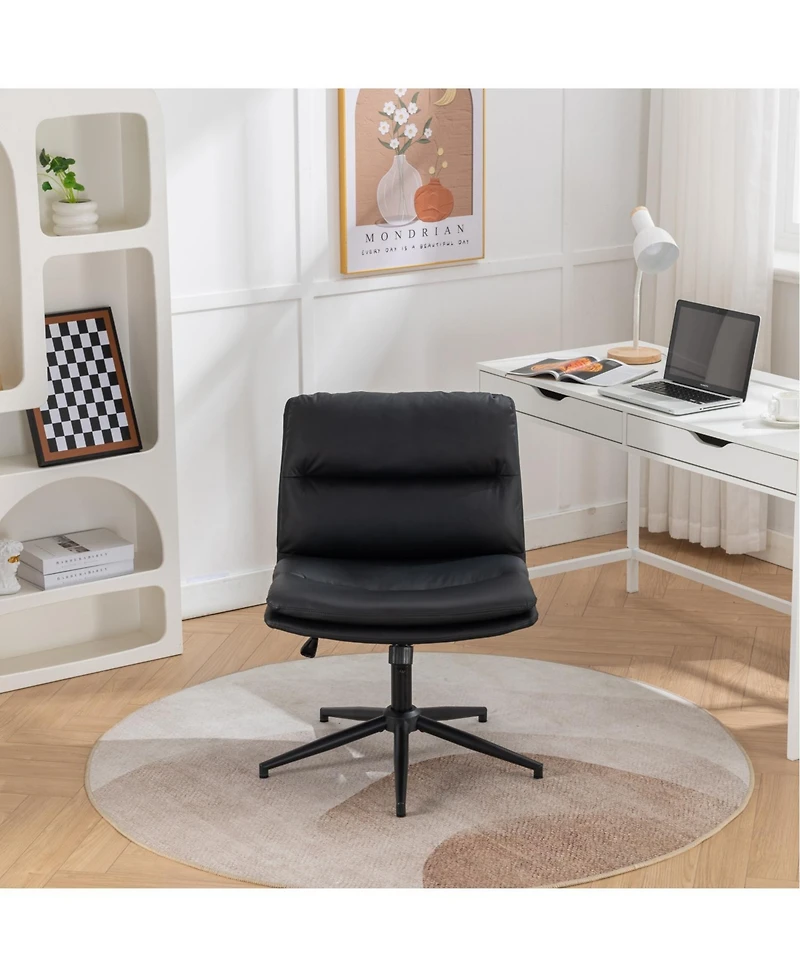 Rainsken Pu Leather Swivel Criss-Cross Chair, with Height Adjustable and Swivel, for Home Office, Apartment, Criss Cross Chair