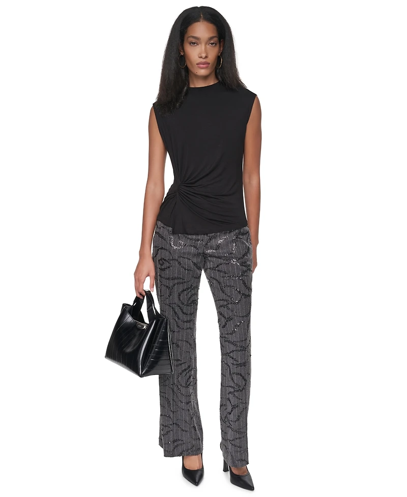 Dkny Women's Ruched Mock-Neck Fitted Tank Top