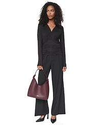 Dkny Women's V-Neck Ruched Knit Blouse