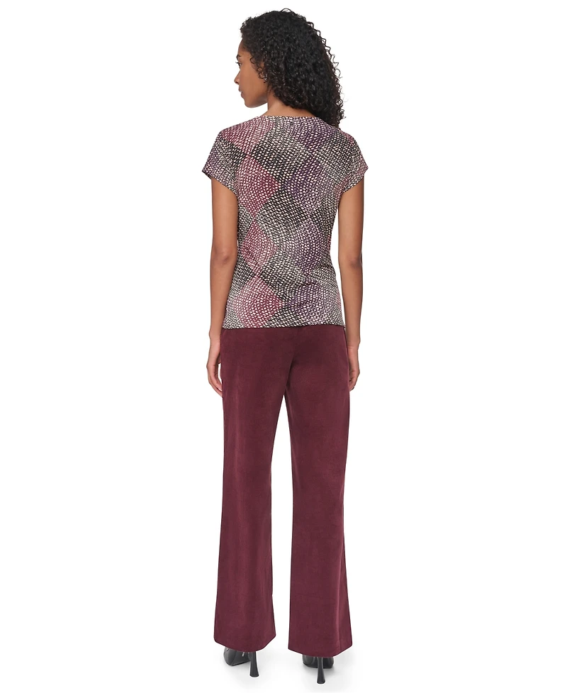 Dkny Women's Tie-Front Print Blouse