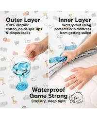 KeaBabies 2pk Soothe Waterproof Fitted Crib Sheets for Girl, Boy, 100% Soft Cotton Mattress Protector Sheet