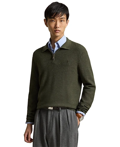 Polo Ralph Lauren Men's Quarter-Zip Polo-Collar Regular-Fit Wool Sweater