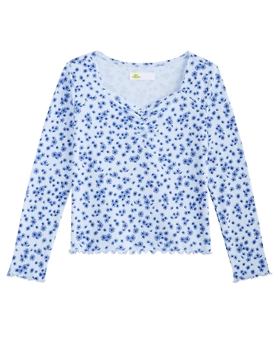 Epic Threads Girls' 4-16 Long-Sleeve Floral-Print Sweetheart-Neckline T-Shirt, Macy's Exclusive