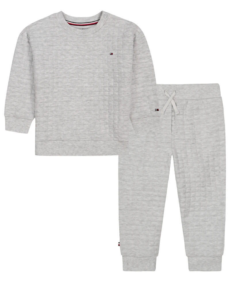 Tommy Hilfiger Baby Boys' Long-Sleeve Crewneck and Joggers, 2-Piece Set