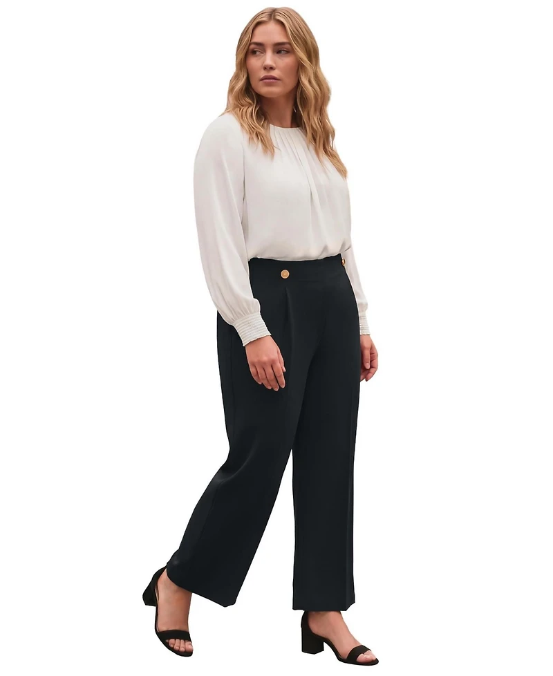 Avenue Plus Cool Hand Wide-Leg High-Rise Side-Zip Trousers