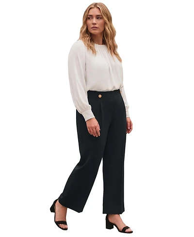 Avenue Plus Cool Hand Wide-Leg High-Rise Side-Zip Trousers