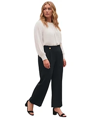 Avenue Plus Cool Hand Wide-Leg High-Rise Side-Zip Trousers