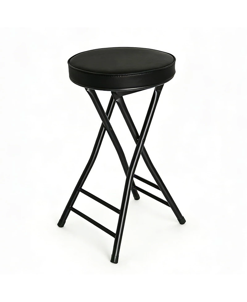 Aofar Folding Stool Portable Bar Chair Leather Padded