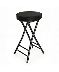 Aofar Folding Stool Portable Bar Chair Leather Padded