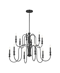 Kichler Karthe 42" Wide Black 12-Light 2-Tier Chandelier