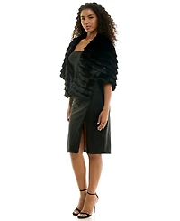 Seni & Cade Women's Tiered Cropped Faux Fur Shawl Jacket