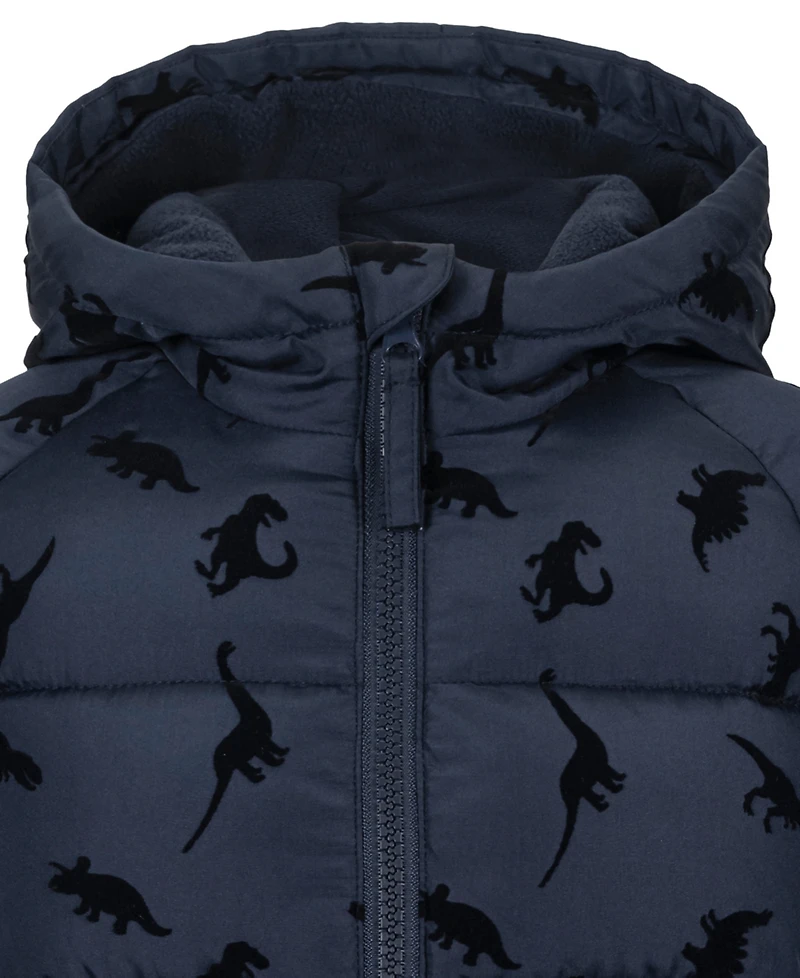 S Rothschild & Co Baby Boys' Dinosaur Flocked Fleece-Lined Puffer Jacket