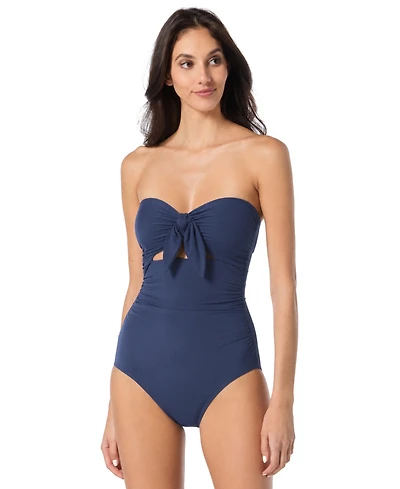 Kate Spade New York Women's Tie Front Bandeau Cutout One-Piece Swimsuit