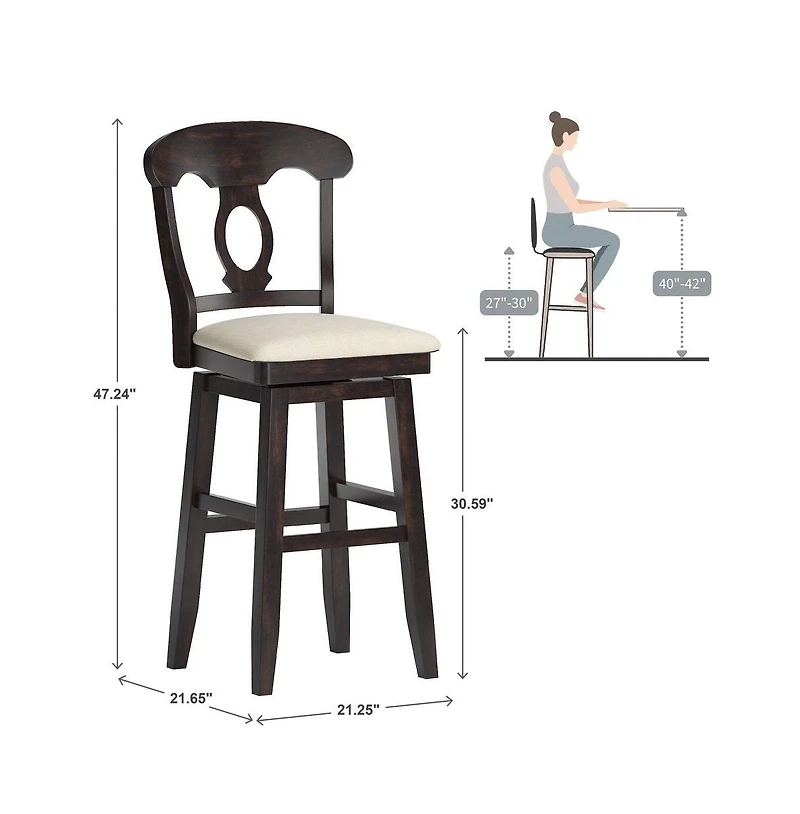 iNSPIRE Q Lea Oval Swivel Bar Stool w/ Beige Linen Seat