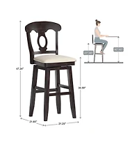 iNSPIRE Q Lea Oval Swivel Bar Stool w/ Beige Linen Seat
