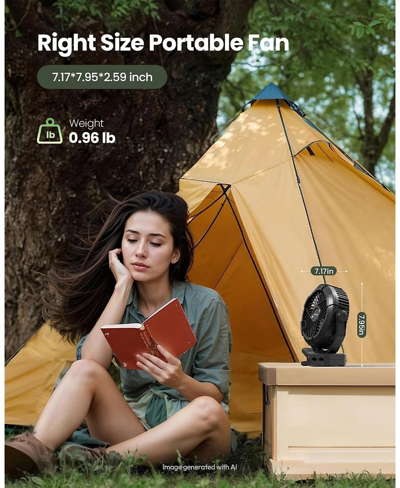 Gaiatop Portable Camping Fan with Led Lantern, 360degree(s)Rotation and Clip on for Desk, Usb Rechargeable Battery Powered
