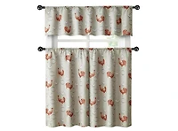 Kate Aurora Living Country Farmhouse Red Rooster Barn 3 Piece Kitchen Curtain Tier & Valance Set