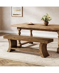 Tribesigns 55-Inch Solid Wood Dining Bench with Storage Shelf, Farmhouse Kitchen Bench Seating for Dining Room, Living Room Entryway, Easy Assembly