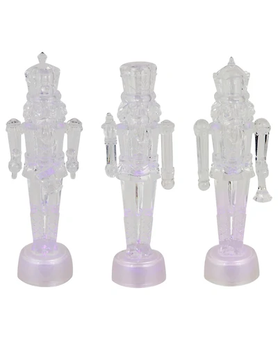 Northlight Led Lighted Icy Crystal Nutcracker Christmas Figures, Set of 3