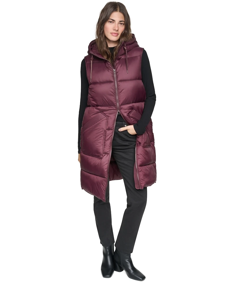 Andrew Marc Women's Kerr Water-Resistant Puffer Vest with Detachable Hood