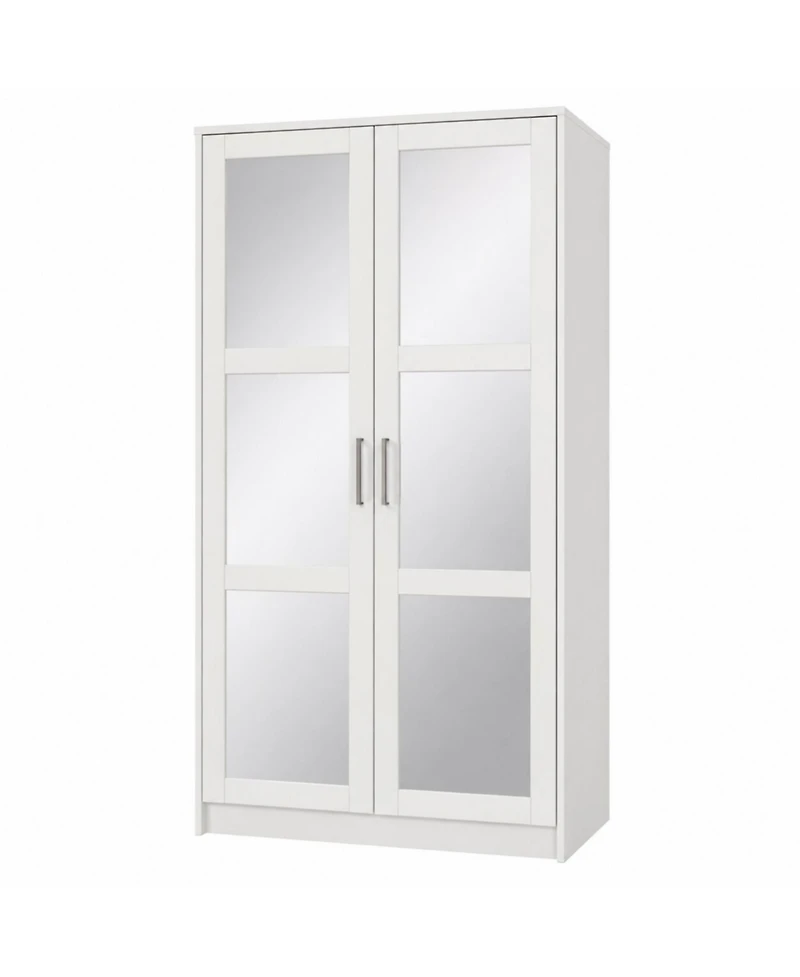 Palace Imports 100% Solid Wood Urban 2-Door Wardrobe Armoire with Mirrored Doors