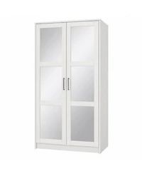 Palace Imports 100% Solid Wood Urban 2-Door Wardrobe Armoire with Mirrored Doors