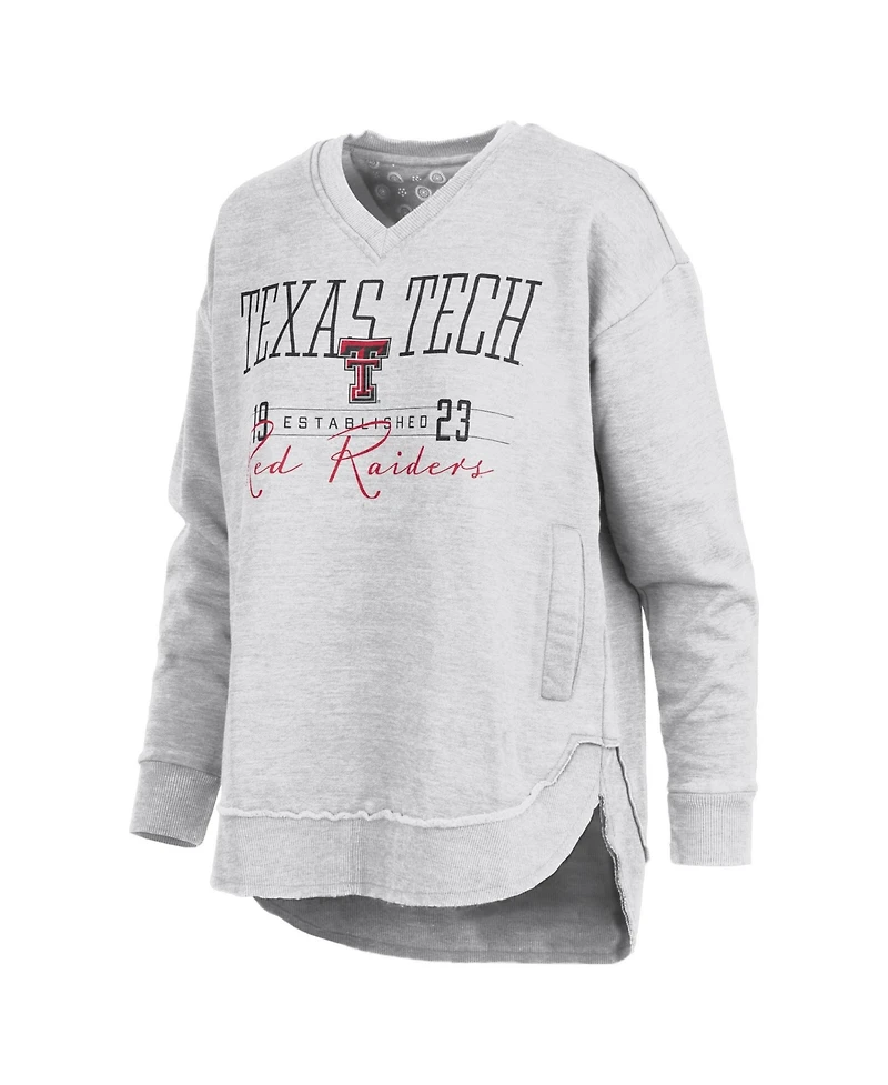 Pressbox Women's Texas Tech Red Raiders Marcus East Hall Poncho V-Neck Dropped-Shoulder Sweatshirt