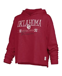 Pressbox Women's Castillo Oklahoma Sooners Slub Oversized Hooded Long-Sleeve T-Shirt