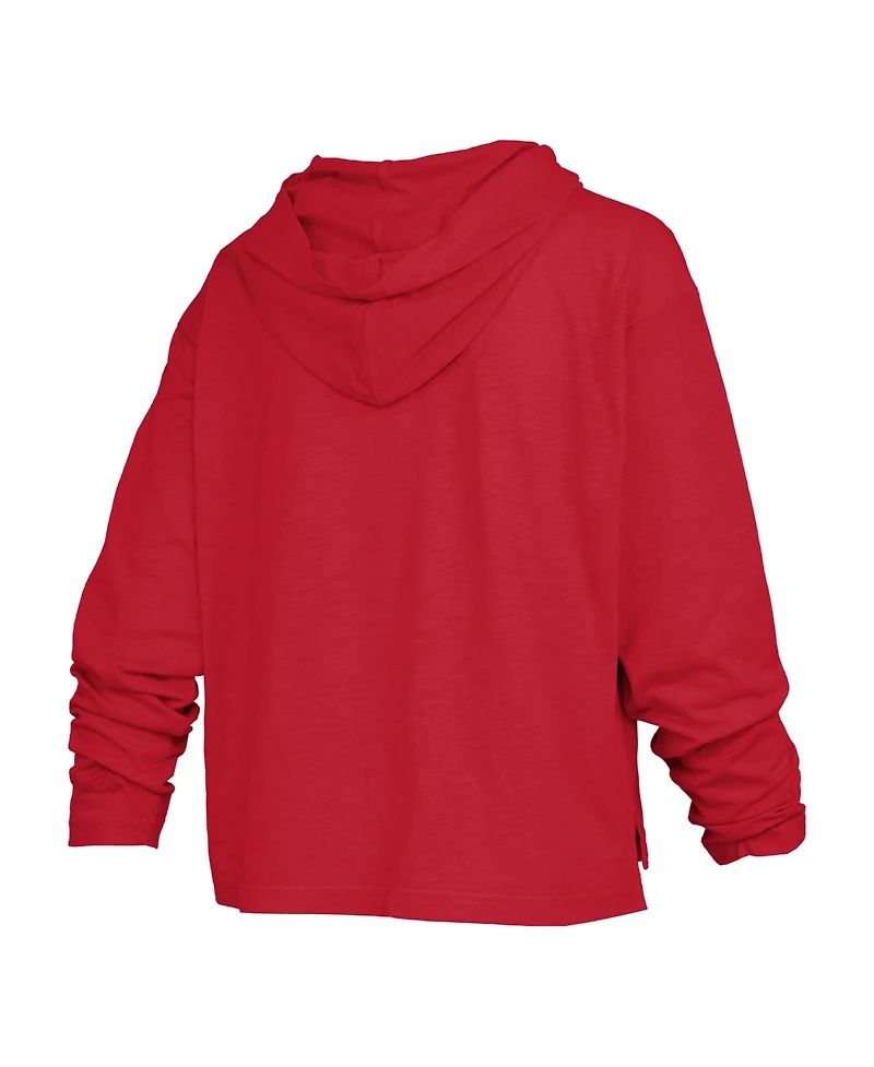 Pressbox Women's Texas Tech Red Raiders Nelson Arch Over Logo Hooded Oversized Slub Long-Sleeve T-Shirt