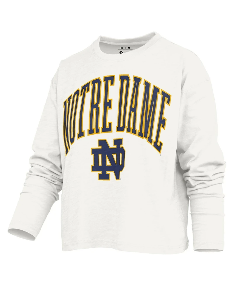Pressbox Women's Notre Dame Fighting Irish Motley Long-Sleeve Boxy Waist-Length T-Shirt