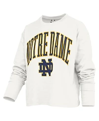 Pressbox Women's Notre Dame Fighting Irish Motley Long-Sleeve Boxy Waist-Length T-Shirt