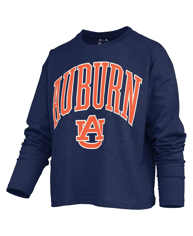 Pressbox Women's Auburn Tigers Motley Boxy Burnout Long-Sleeve Crewneck T-Shirt