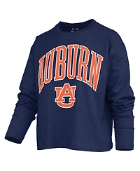 Pressbox Women's Auburn Tigers Motley Boxy Burnout Long-Sleeve Crewneck T-Shirt