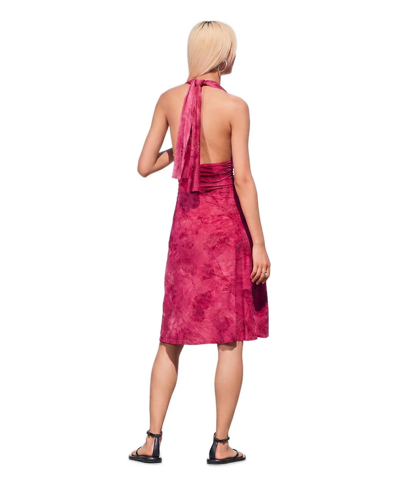 Desigual Women's Flocked halter dress