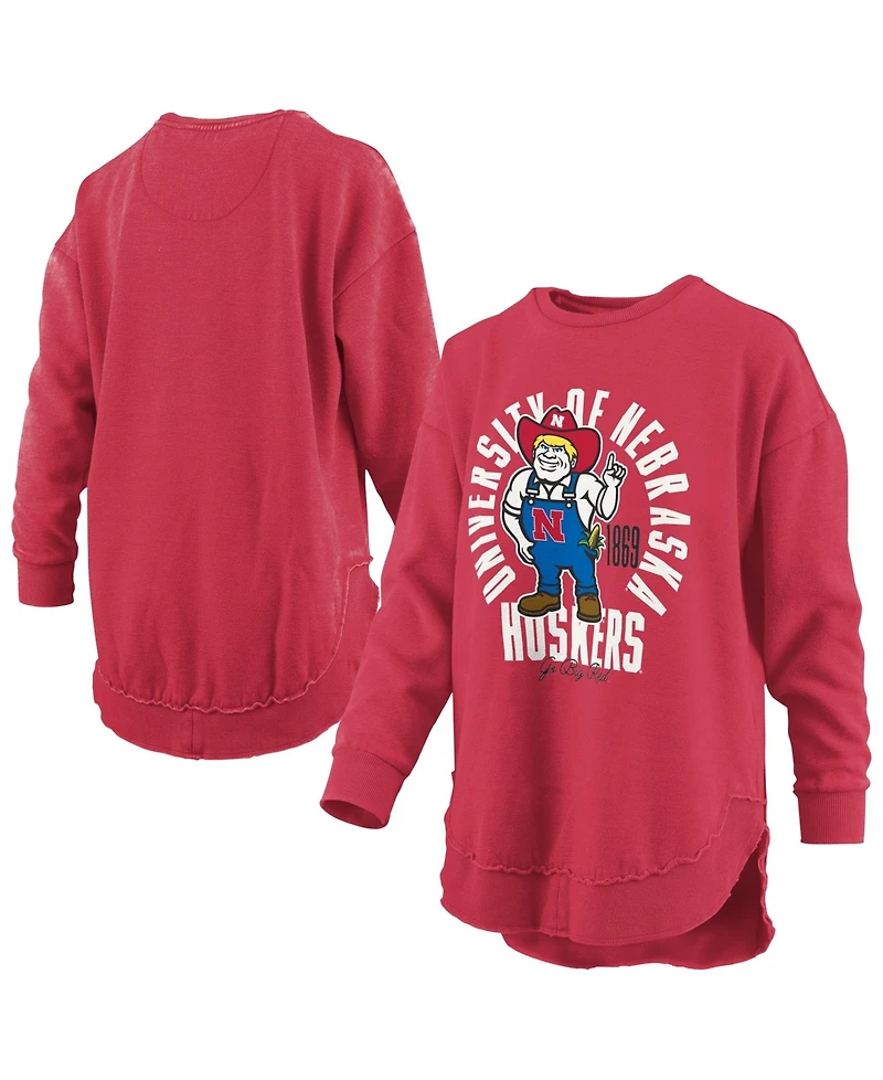 Pressbox Women's Nebraska Huskers Blitz Fleece-Lined Graphic Crewneck Sweatshirt