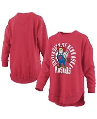 Pressbox Women's Nebraska Huskers Blitz Fleece-Lined Graphic Crewneck Sweatshirt