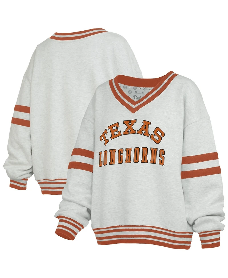 Pressbox Women's Texas Longhorns Oates V-Neck Oversized-Fit Tackle Twill Sweatshirt