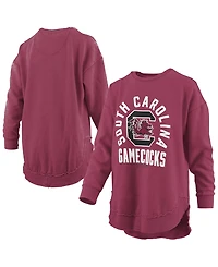 Pressbox Women's South Carolina Gamecocks Blitz Fleece-Lined Dropped-Shoulder Crewneck Sweatshirt