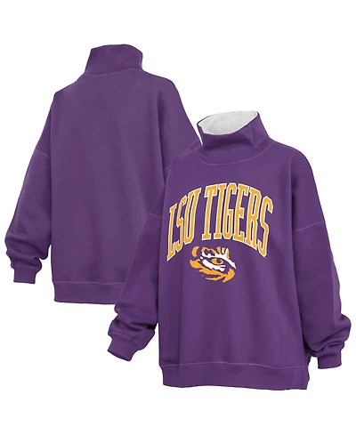 Pressbox Women's Lsu Tigers Oversized Mock Neck Sweatshirt