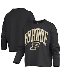 Pressbox Women's Purdue Boilermakers Motley Long-Sleeve Boxy Burnout T-Shirt