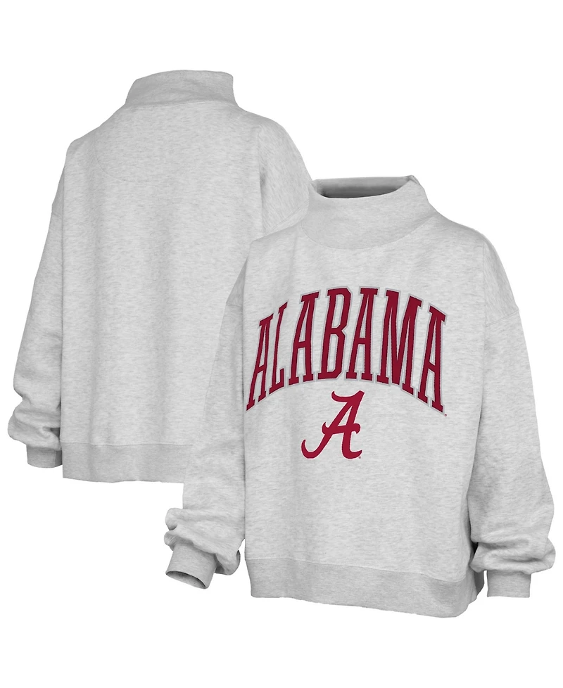 Pressbox Women's Alabama Crimson Tide Nelson Texture Lingo Oversized Mock Neck Fleece Sweatshirt