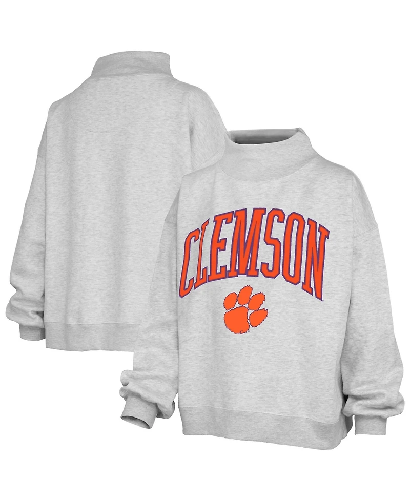 Pressbox Women's Clemson Tigers Nelson Texture Lingo Mock Neck Fleece Sweatshirt
