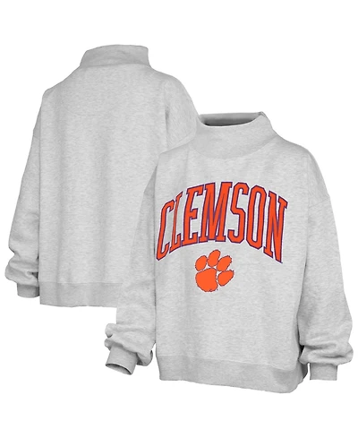 Pressbox Women's Clemson Tigers Nelson Texture Lingo Mock Neck Fleece Sweatshirt