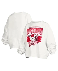 Pressbox Women's Janice Wisconsin Badgers Retro Oversized Crewneck Sweatshirt