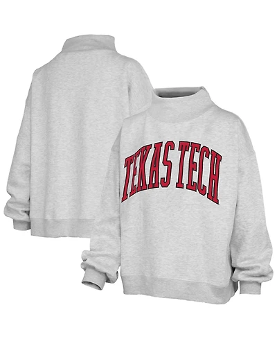 Pressbox Women's Texas Tech Red Raiders Nelson Oversized Graphic Mock Neck Sweatshirt