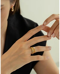 Sterling Silver 18k Gold Plated Izzie Small Cubic Zirconia Band Ring Size 7 – Minimalist Summer Ring, Lightweight, Everyday Style